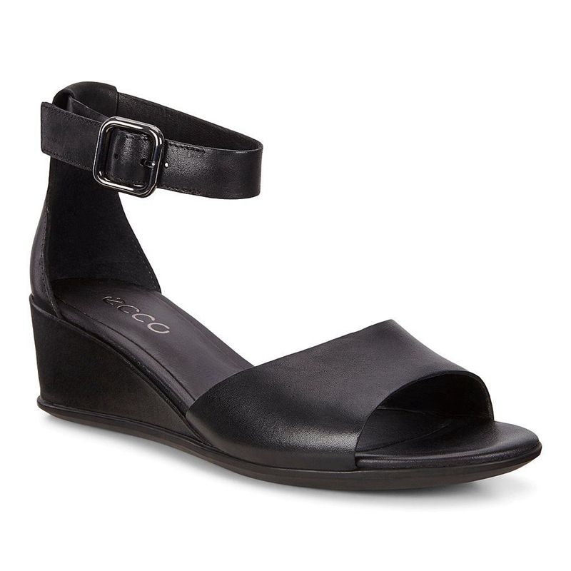 Women Ecco Shape 35 Wedge Sandal - Sandals Black - India FIEJVC836